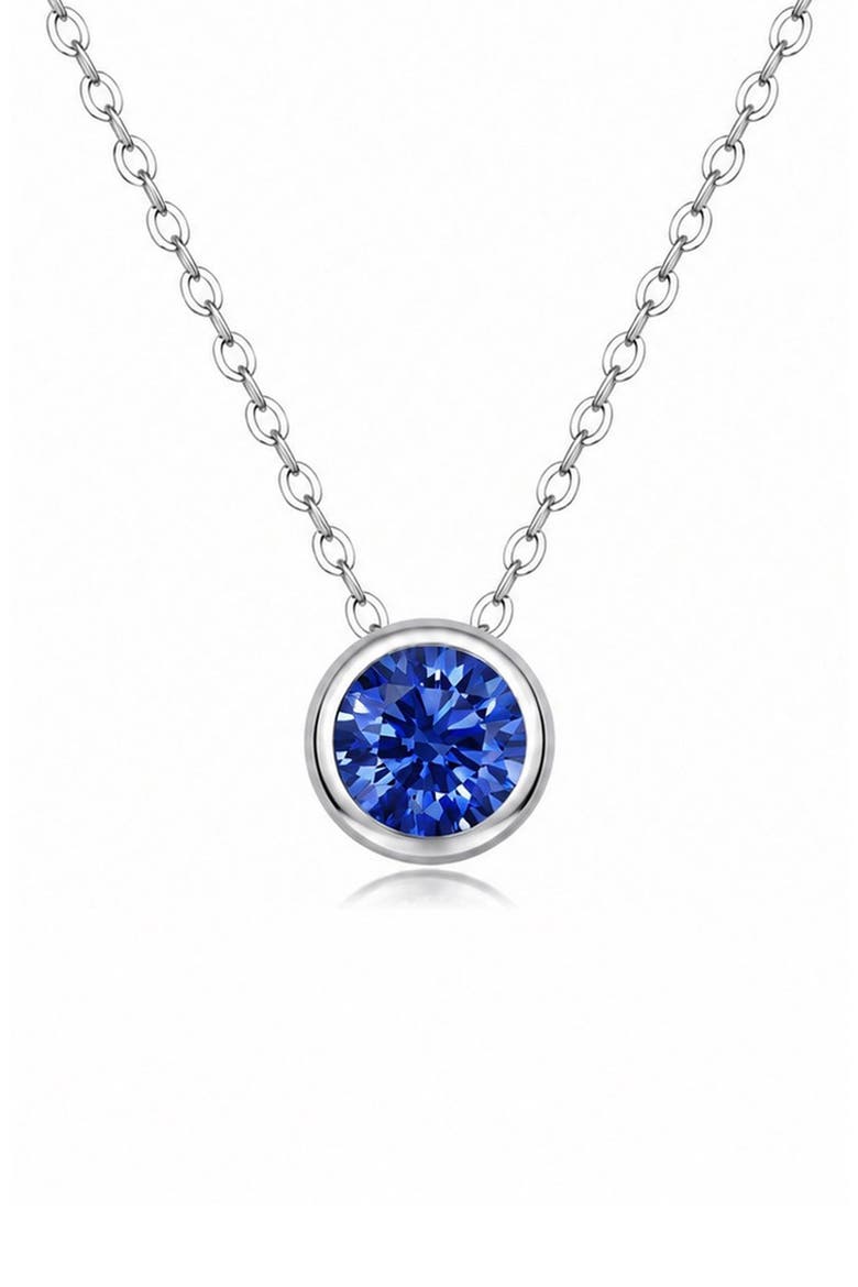 14K WG PLATED LAB SA NECKLACE, Main, color, SILVER SAPPHIRE