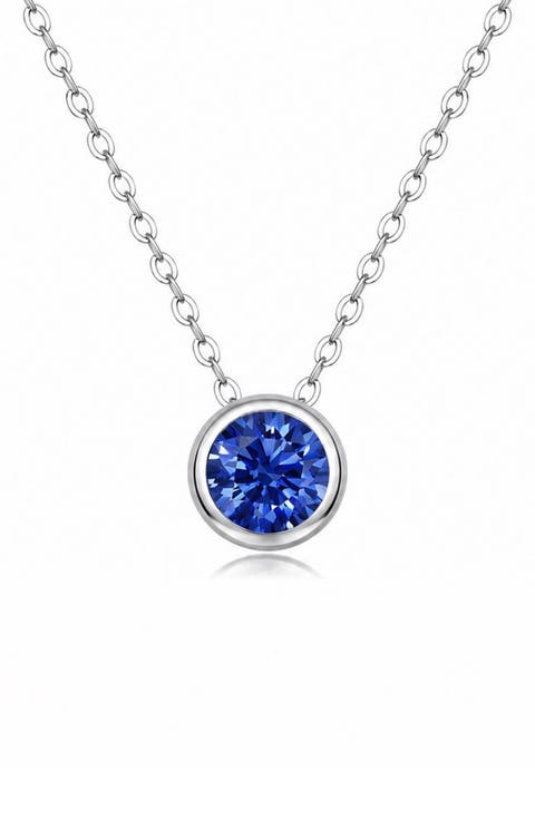 14K WG PLATED LAB SA NECKLACE