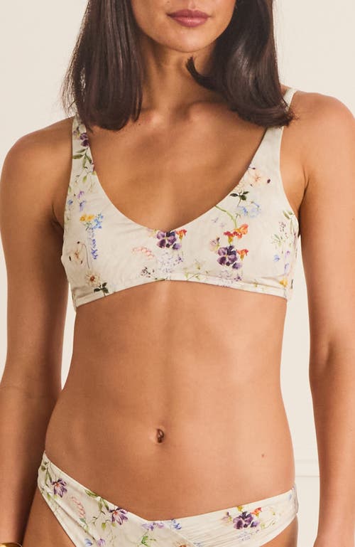 Aqua Blu V-neck Amelia Bikini Top In Neutral