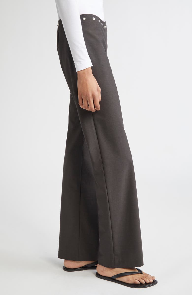 Paloma Wool Dain Snap Detail Bootcut Trousers, Alternate, color, Brown