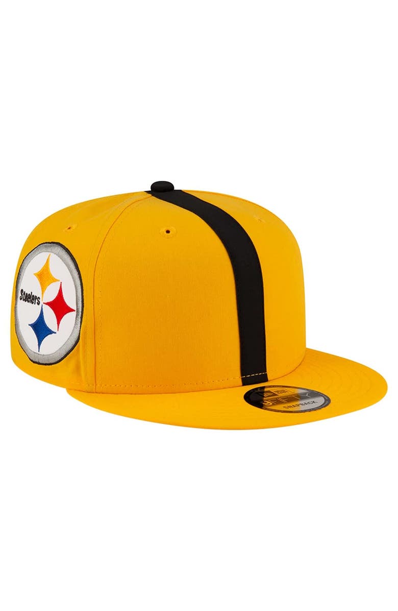 New Era Men's New Era Gold Pittsburgh Steelers Throwback Helmet 9FIFTY Snapback Hat, Alternate, color, 