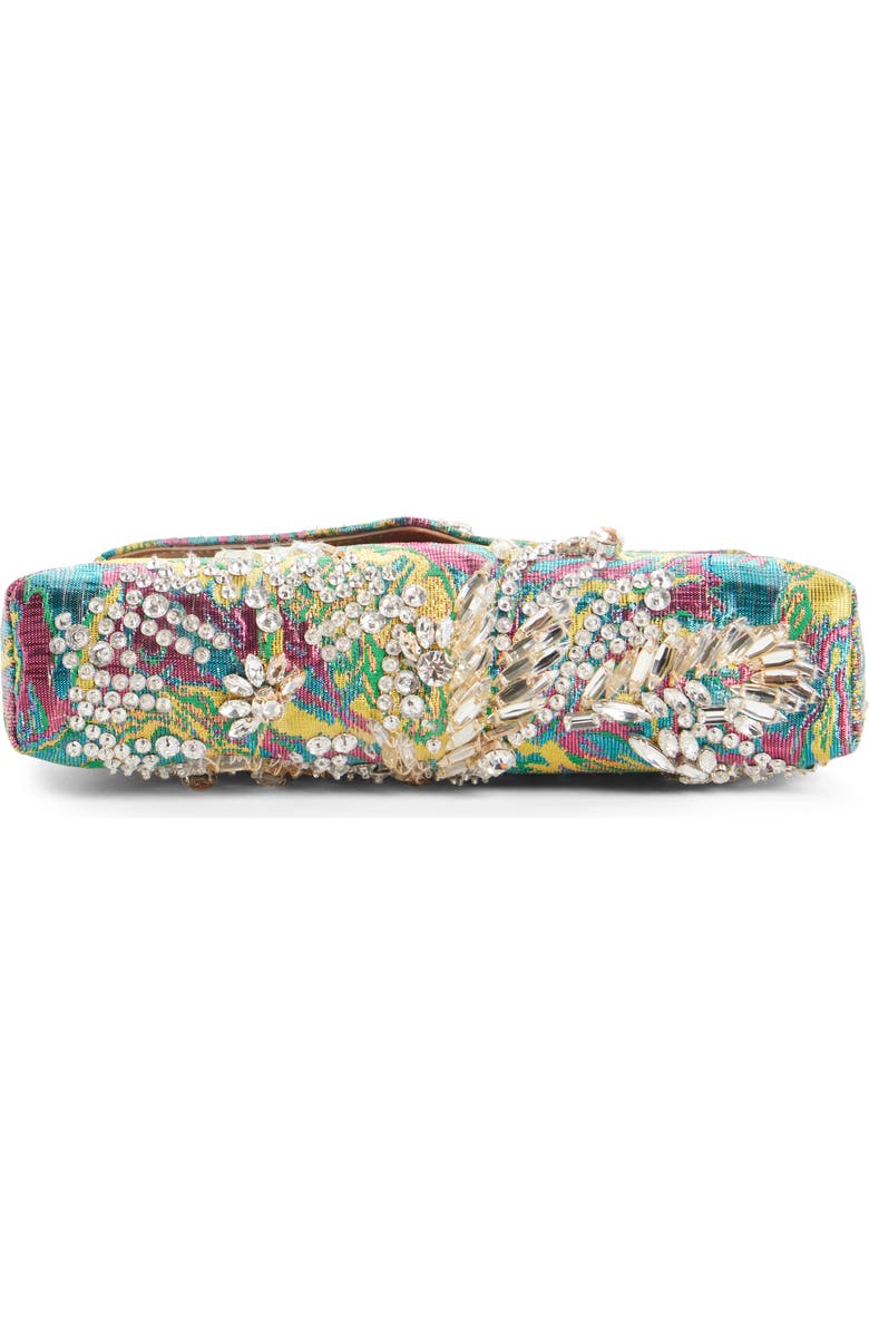 Dries Van Noten Crystal Embellished Lamé Floral Jacquard Clutch, Alternate, color, 207 Lemon