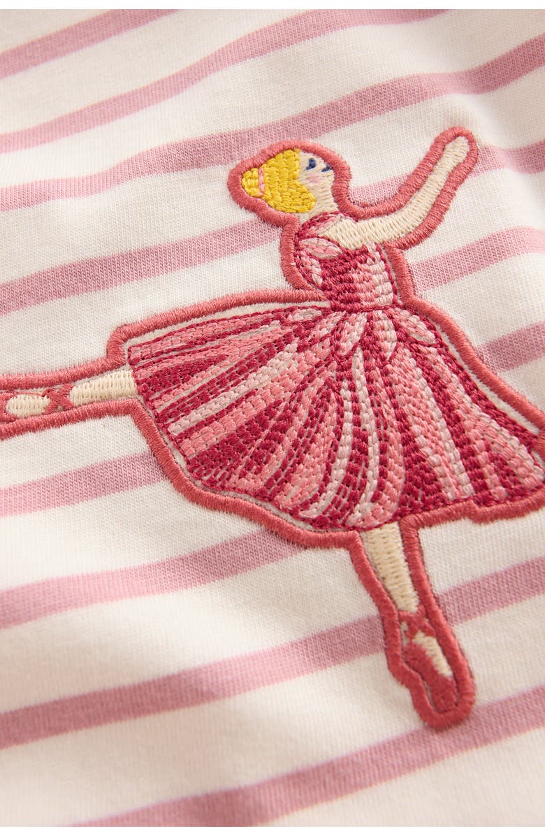 Mini Boden Kids' Pretty Frill Appliqué Stripe Ruffle T-Shirt, Alternate, color, Pink Stripe Ballerinas