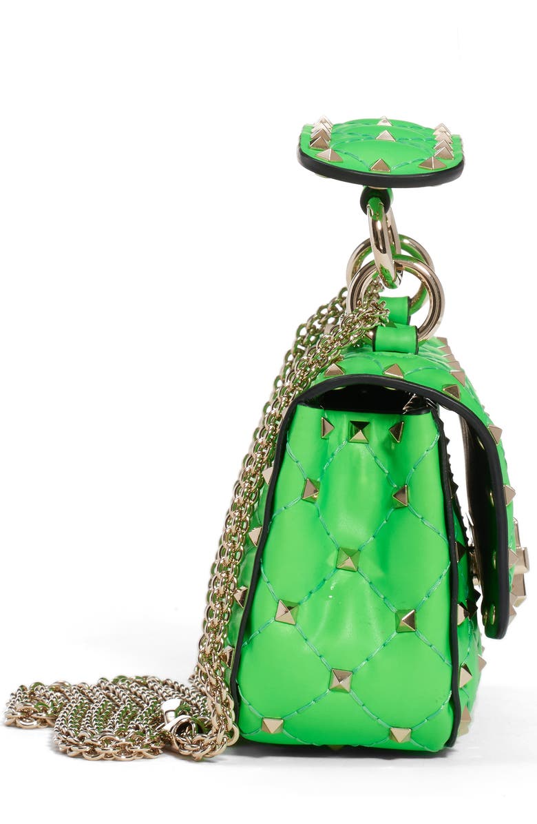 Valentino Garavani Mini Spike It Rockstud Neon Leather Shoulder Bag, Alternate, color,