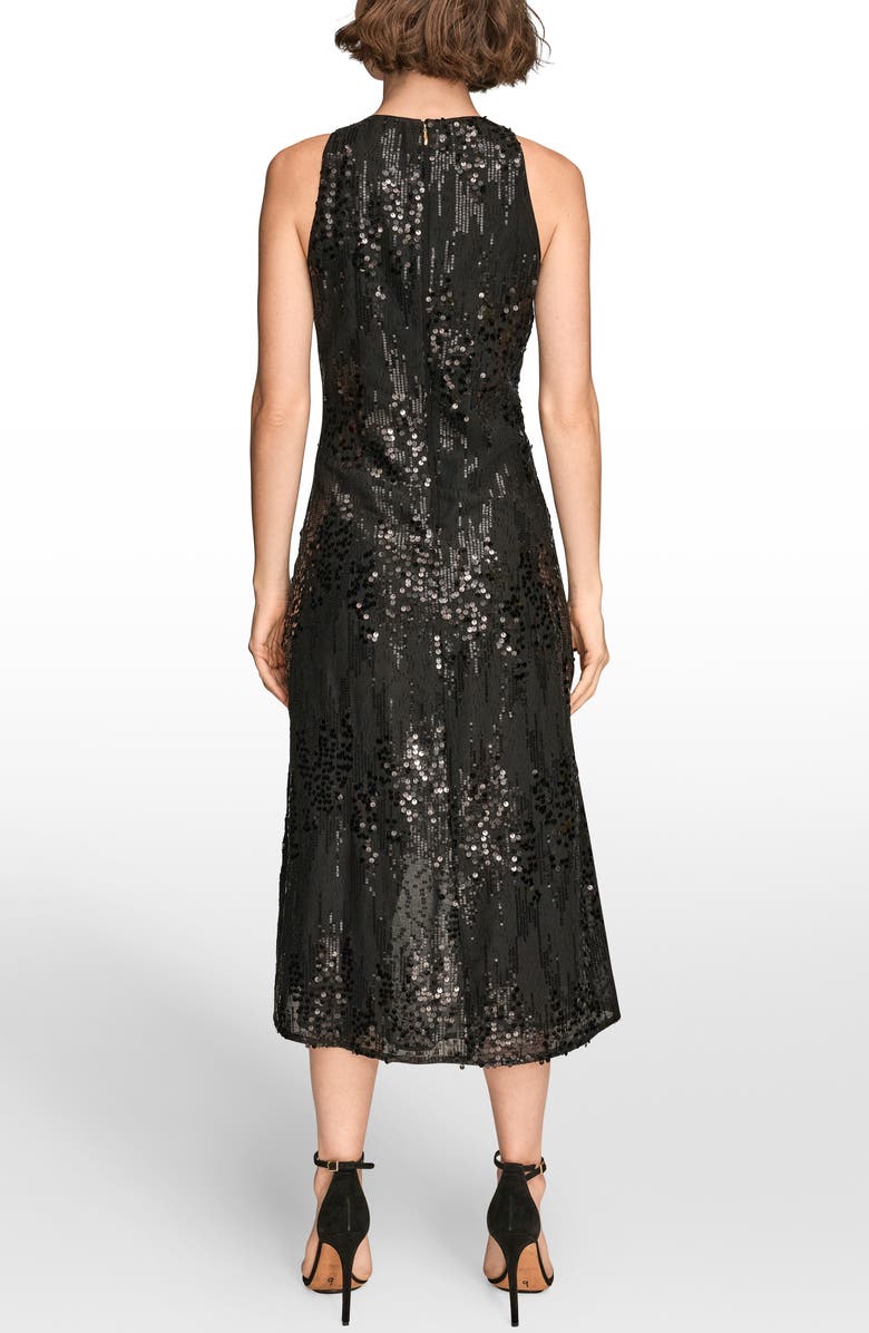 Donna Karan New York Sequin Sleeveless Midi Dress, Alternate, color, Black