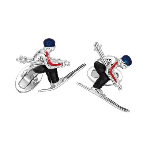 Skier Moving Sterling Cufflinks