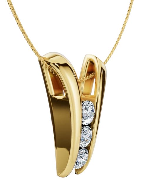 1/2Ct Three Stone Diamond Pendant Gold Women's 18" Necklace Lab Grown