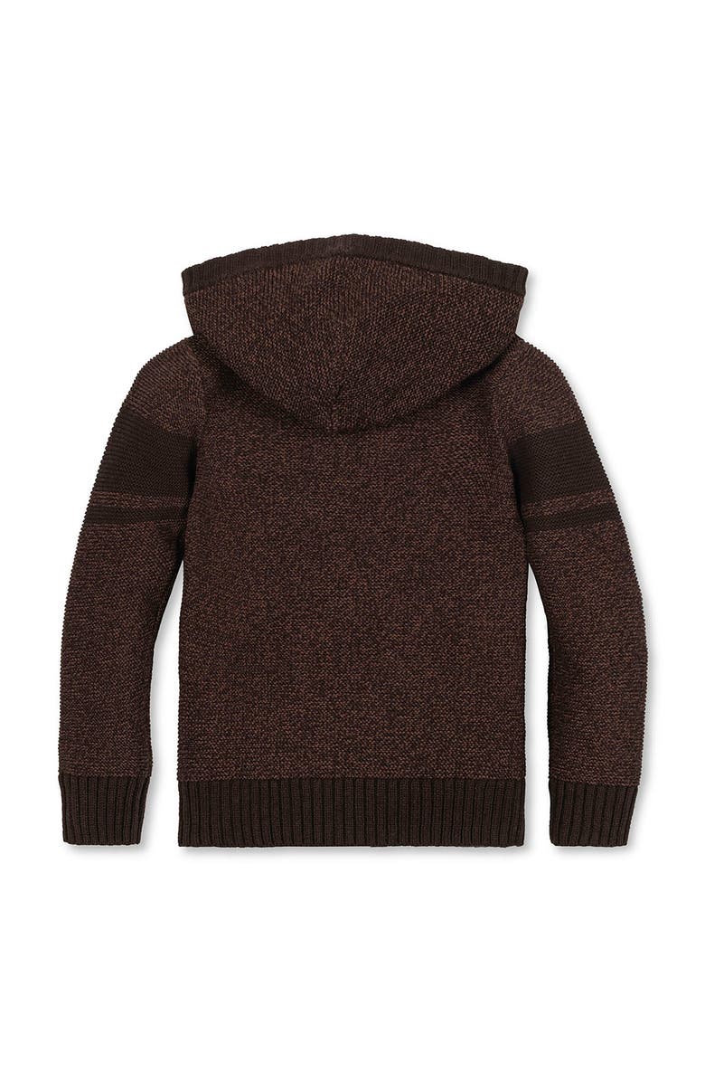 Hope & Henry Kids' Organic Long Sleeve Hooded Henley Sweater, Alternate, color, Chocolate Marl