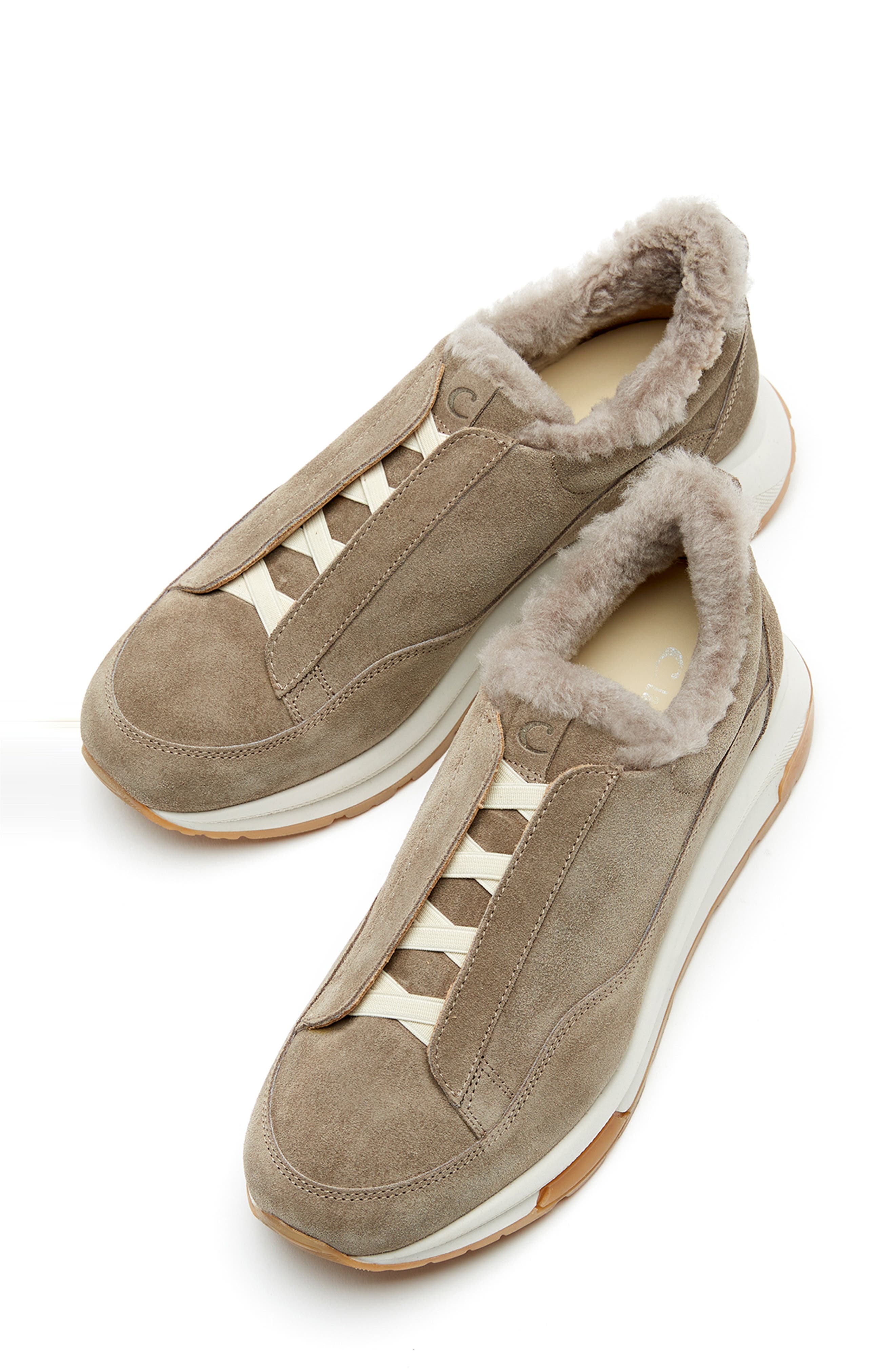 La Canadienne Vada City Dry<sup>™</sup> Genuine Shearling Lining Waterproof Slip-On Sneaker, Alternate, color, Caribou Suede
