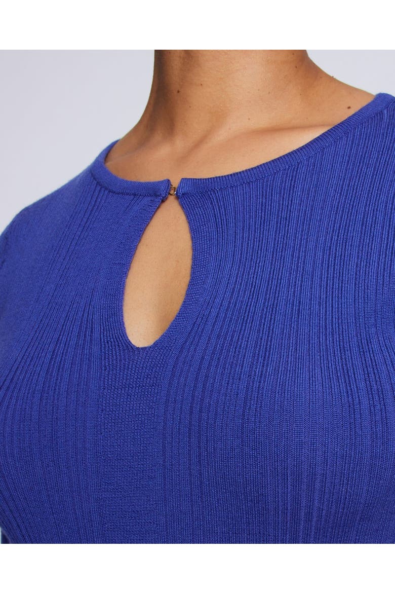 Charlene Ribbed Keyhole Knit Top in Merino Wool, Alternate, color, VIOLET BLUE