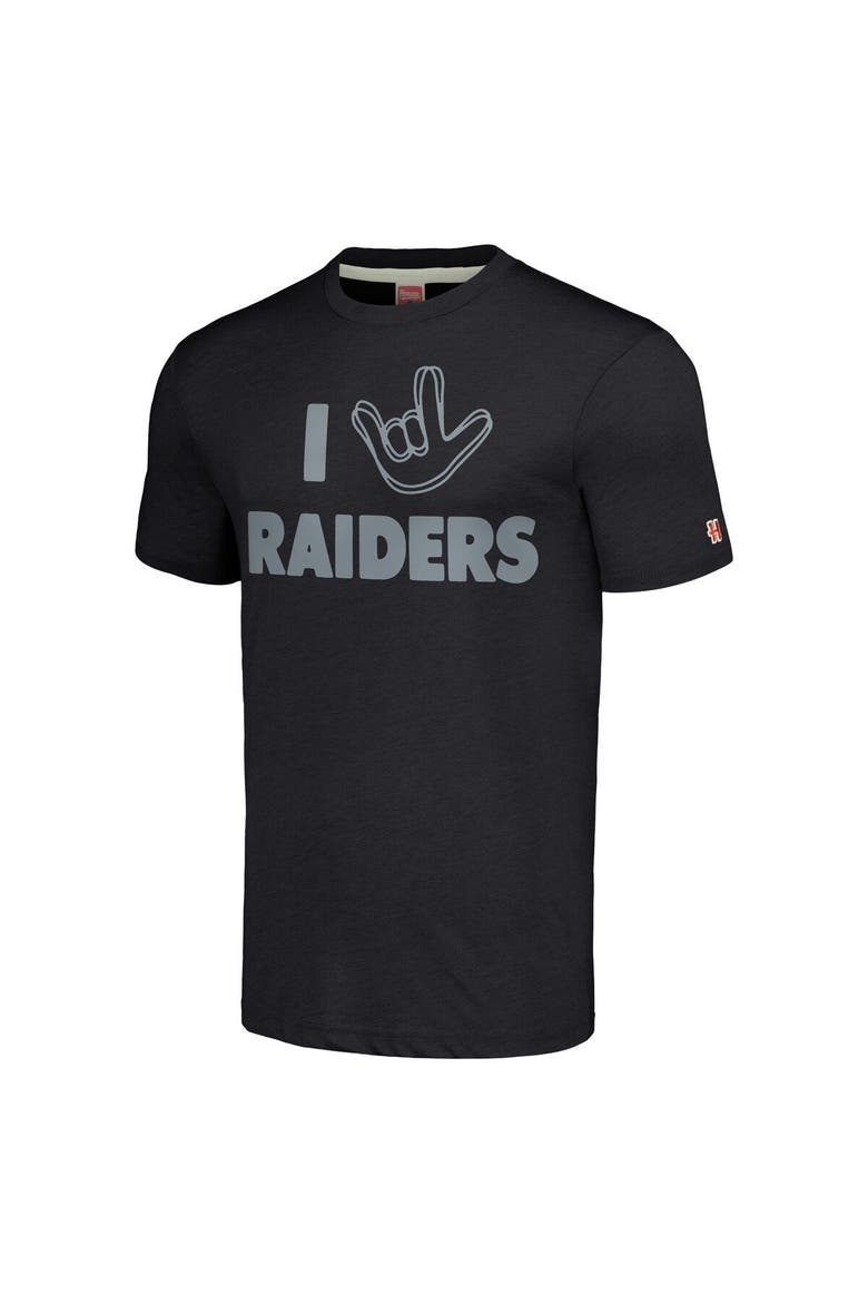 Unisex Homage Charcoal Las Vegas Raiders The NFL ASL Collection by Love Sign Tri-Blend T-Shirt, Alternate, color, Charcoal