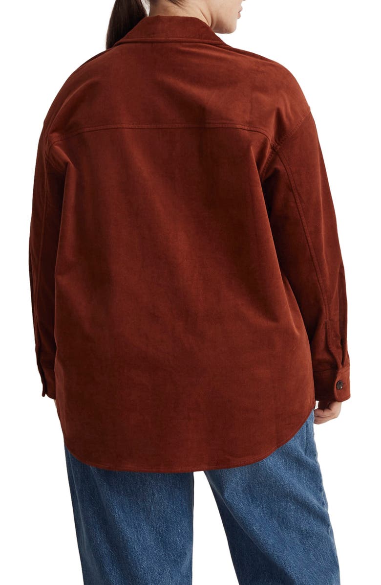 Madewell Corduroy Twill Oversize Shirt Jacket, Alternate, color, Stained Mahogany