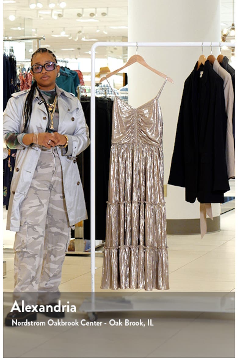 Metallic Plissé Tiered Midi Dress video
