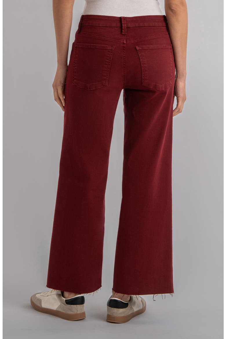 Meg Fab Ab Raw Hem High Waist Ankle Wide Leg Jeans, Alternate, color, MAROON