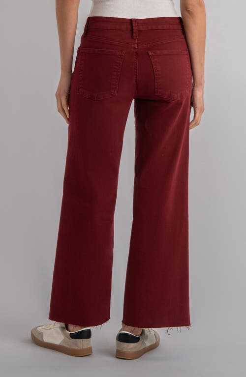 Kut From The Kloth Meg Fab Ab Raw Hem High Waist Ankle Wide Leg Jeans In Burgundy