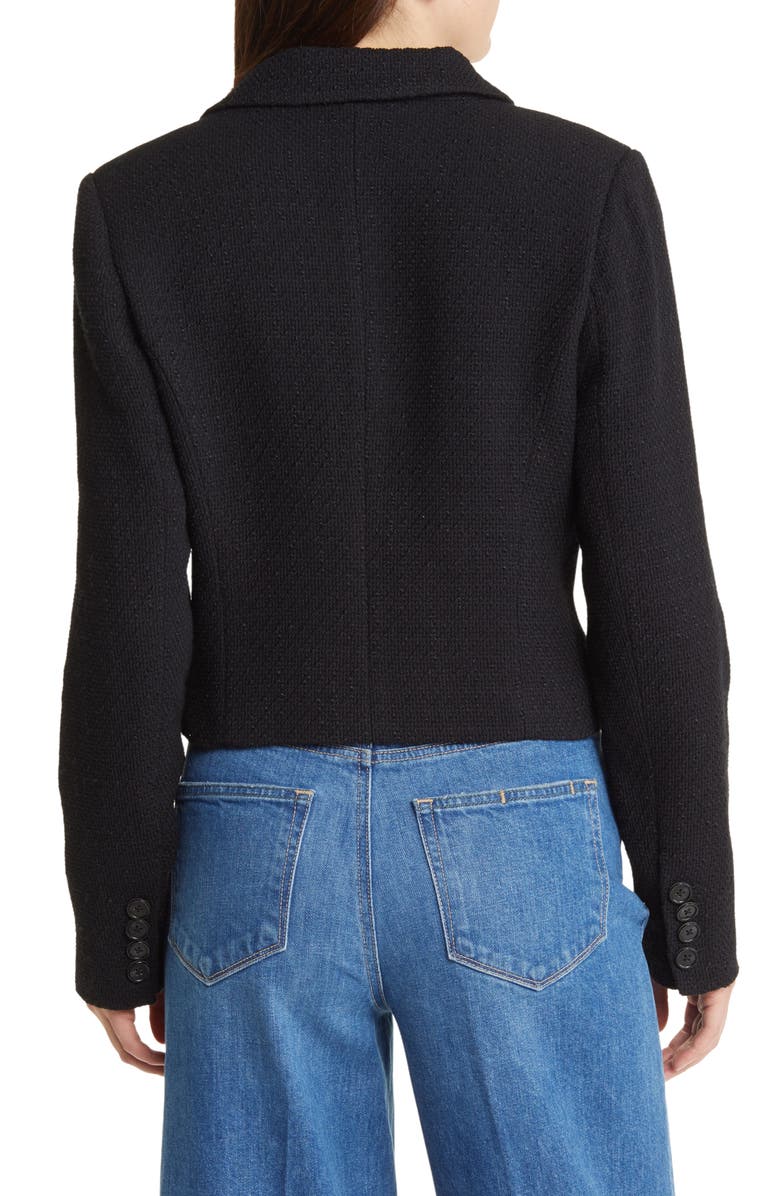 PAIGE Eclipse Crop Cotton Blend Bouclé Tweed Blazer, Alternate, color,