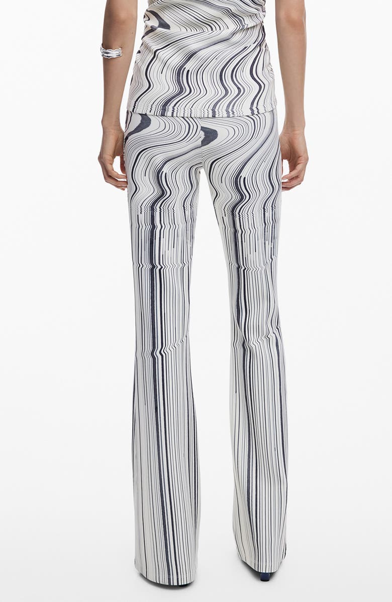 Desigual Distorted Stripe Flare Pants, Alternate, color, White
