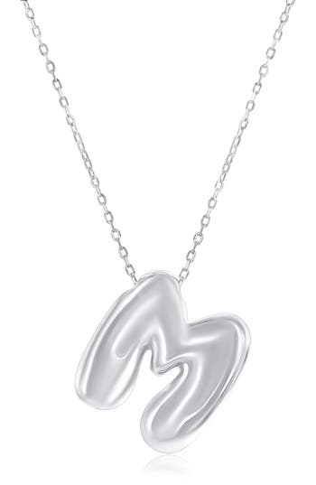 Simona Bubble Initial Pendant Necklace In Silver