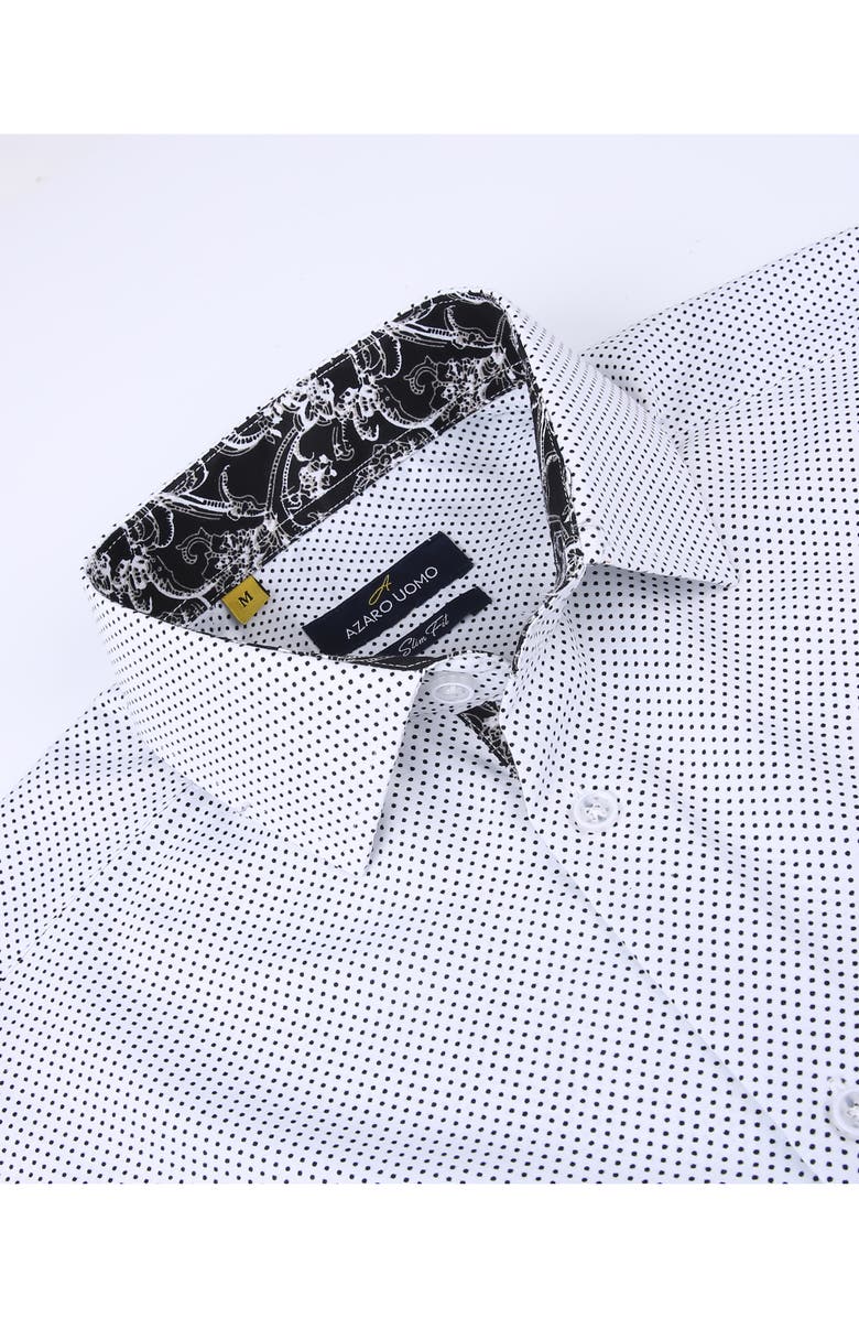 Azaro Uomo Slim Fit Dot Print Performance Dress Shirt, Alternate, color, White