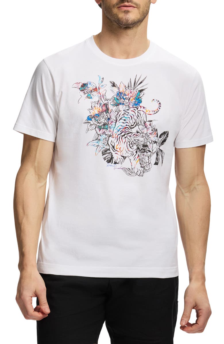 Robert Graham Jungle Tiger Knit Graphic T-Shirt, Main, color, 