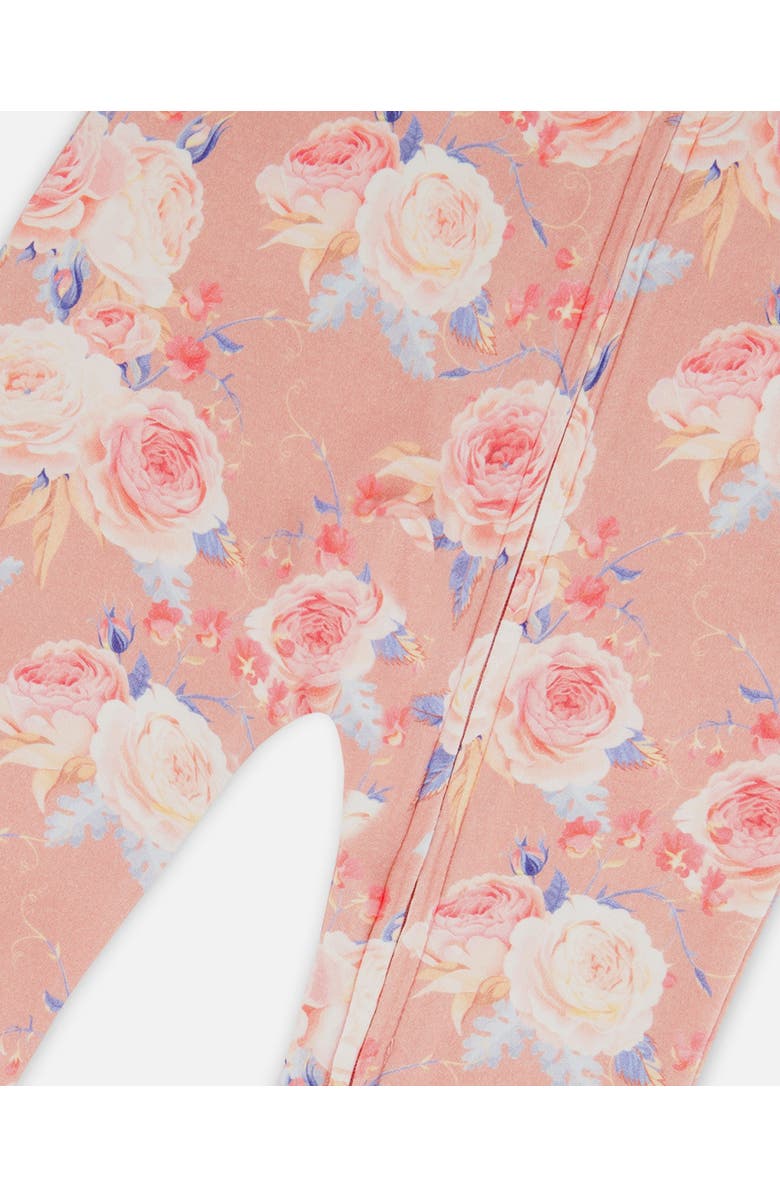 Deux par Deux Little Girl's Organic Cotton One Piece Pajama Old Pink Printed Roses, Alternate, color,