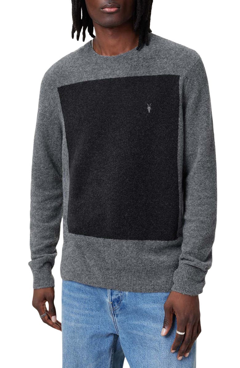 AllSaints Lobke Colorblock Sweater, Main, color, Charcoal Grey