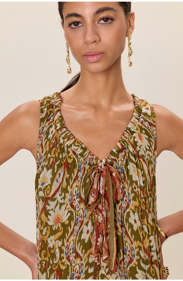 Rebecca Taylor Isha Printed Dress, Alternate, color, Pesto Combo