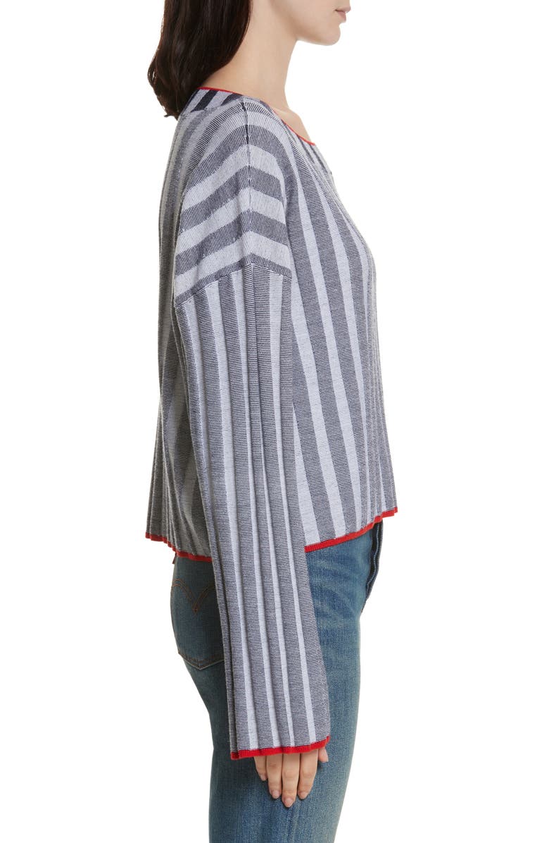 Elizabeth and James Campbell Stripe Merino Wool Blend Sweater, Alternate, color, Navy/ Ivory