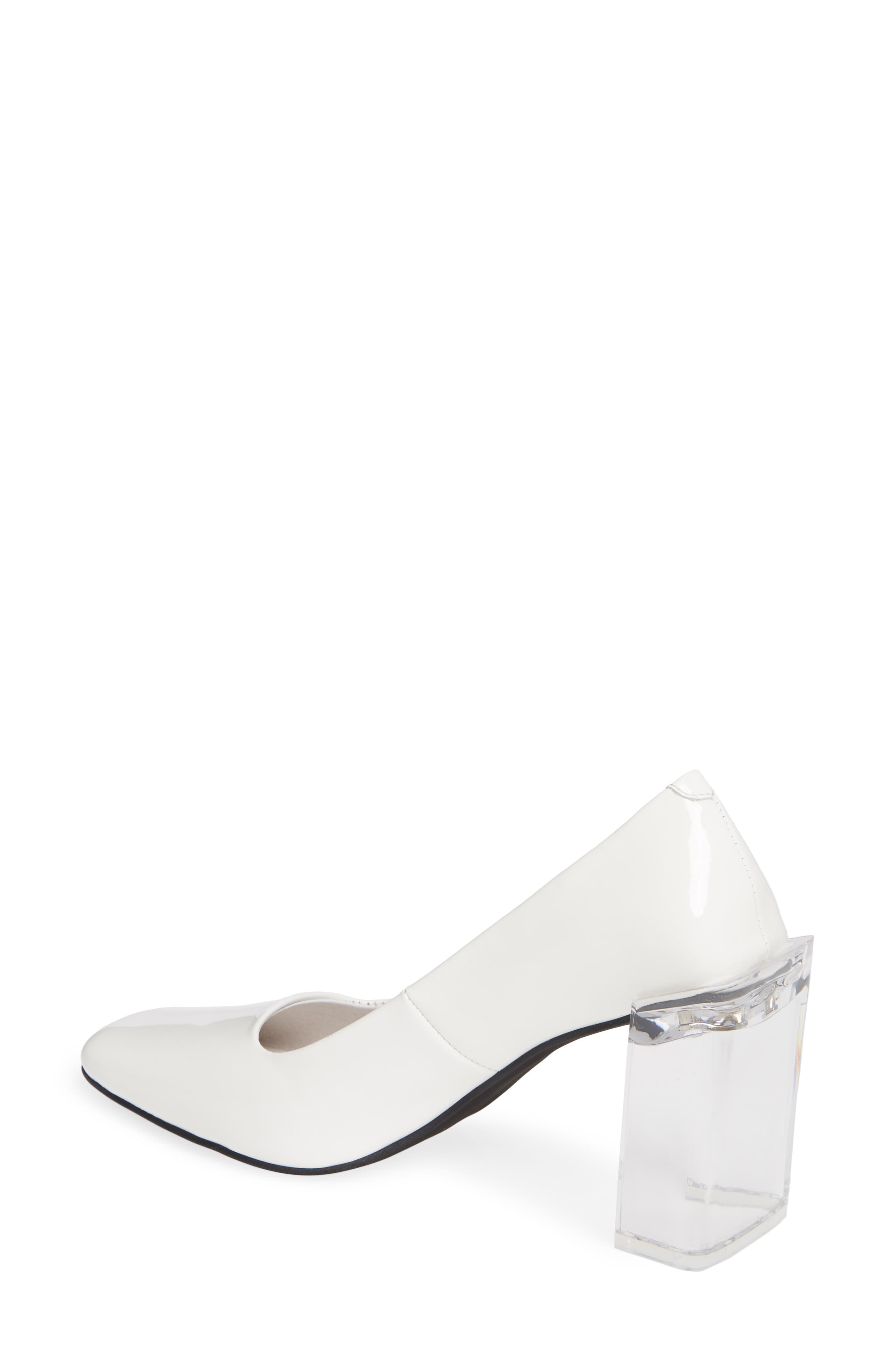 Graff Clear Heel Pump, Alternate, color, WHITE PATENT LEATHER