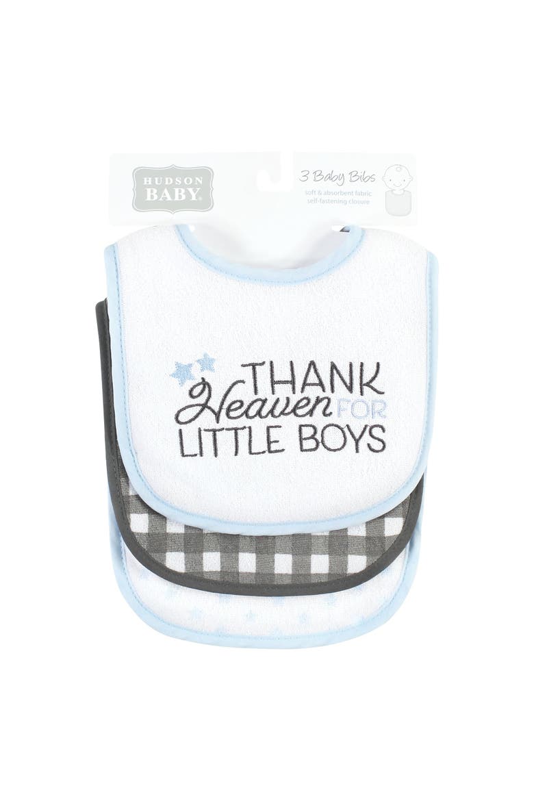 Absorbent Fiber Filled 3-Pack Bib Collection, Alternate, color, Thank Heaven Blue Stars