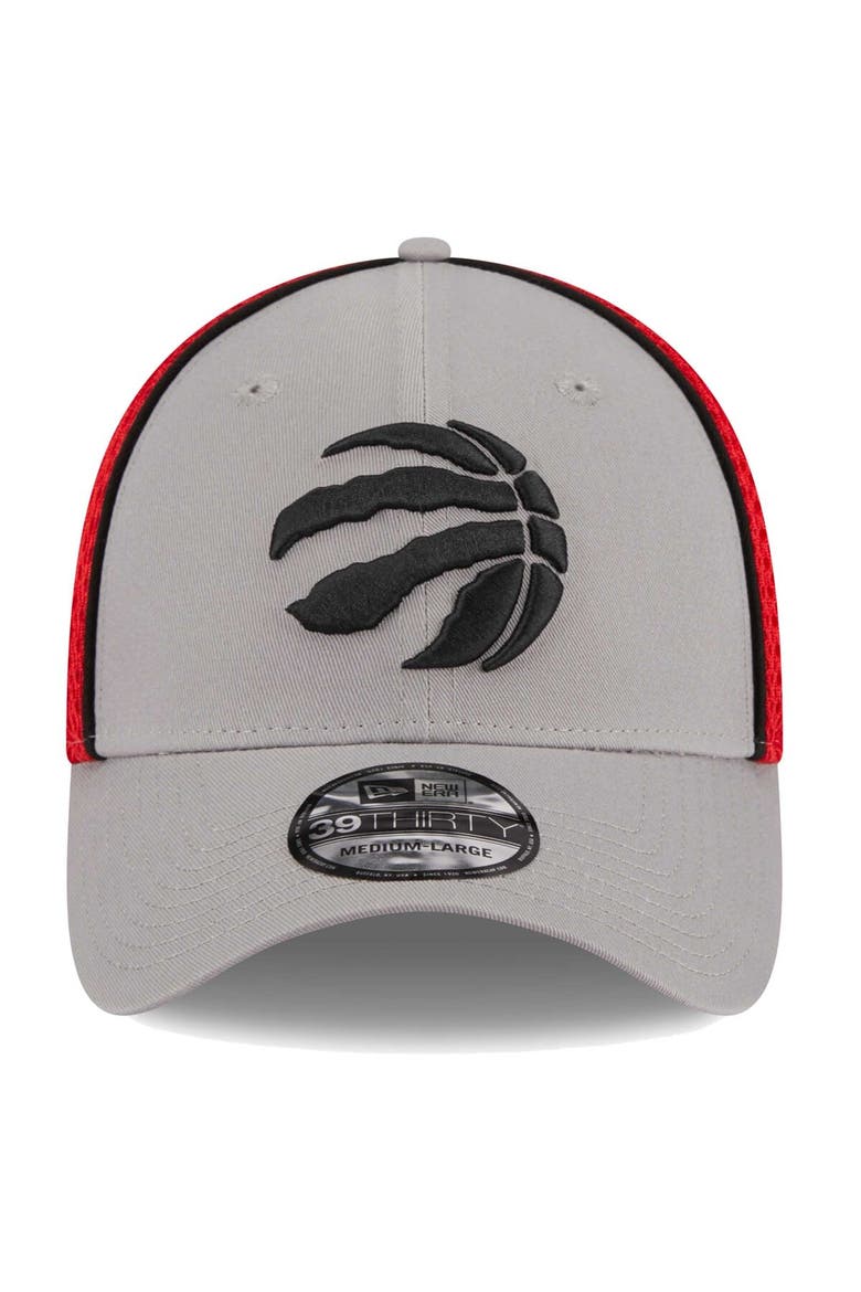 Men's New Era Gray/Red Toronto Raptors Piped Two-Tone 39THIRTY Flex Hat, Alternate, color, Gray