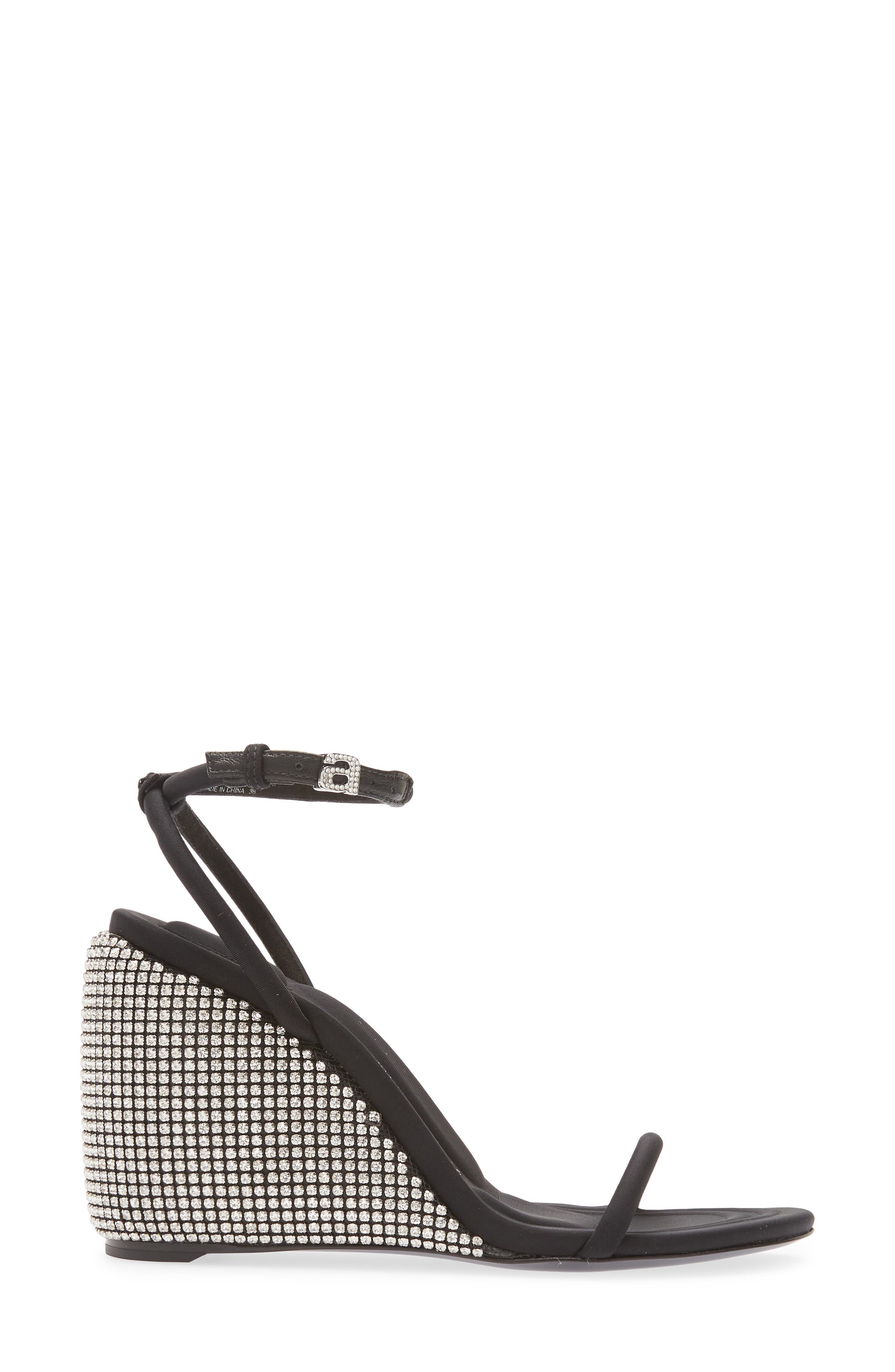 Alexander Wang Dahlia Rhinestone Logo Wedge Sandal, Alternate, color, Black