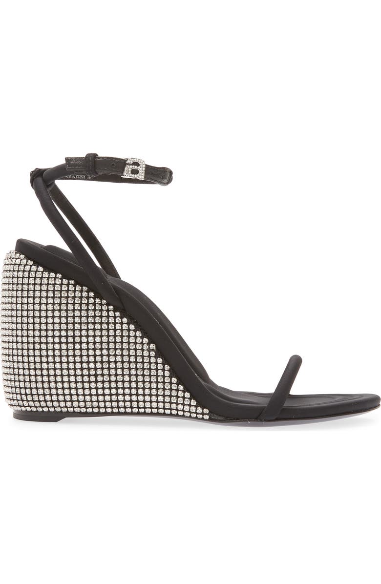 Alexander Wang Dahlia Rhinestone Logo Wedge Sandal, Alternate, color, Black