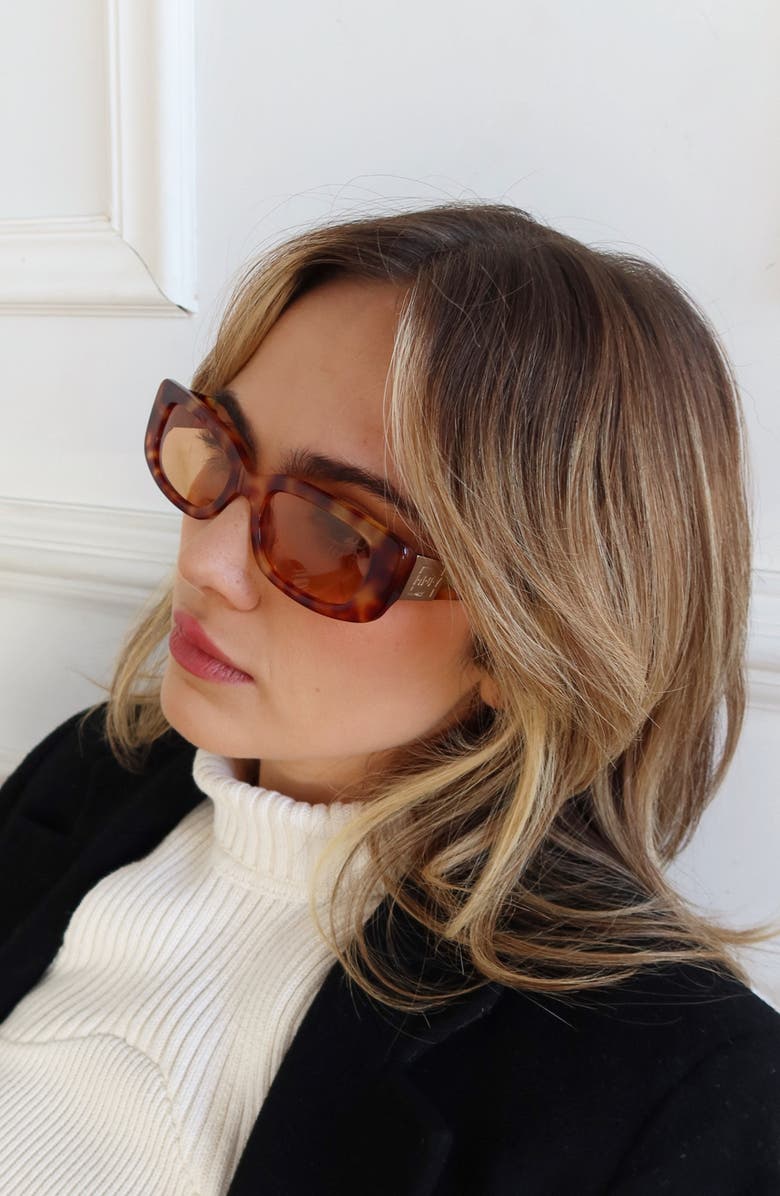 INDY Delancey Rectangular Polarized Sunglasses, Alternate, color, Brown