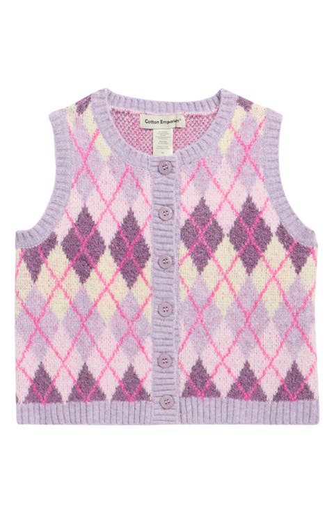 Kids' Argyle Sleeveless Cardigan