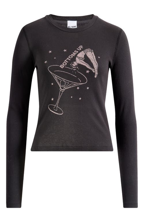 Re/done Bottoms Up Graphic T-shirt In Black