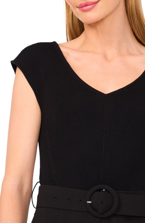 Ted Baker Belted Mixed Media Jumpsuit In Black