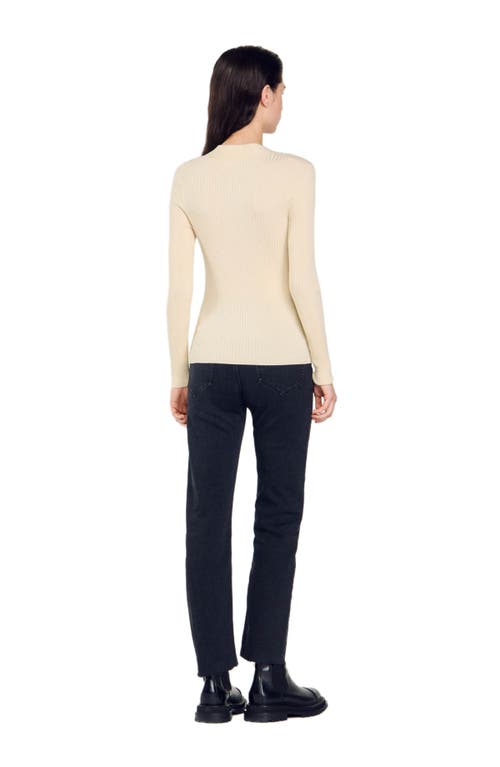 Sandro Gabrielle Ribbed-knit Cardigan In Ecru