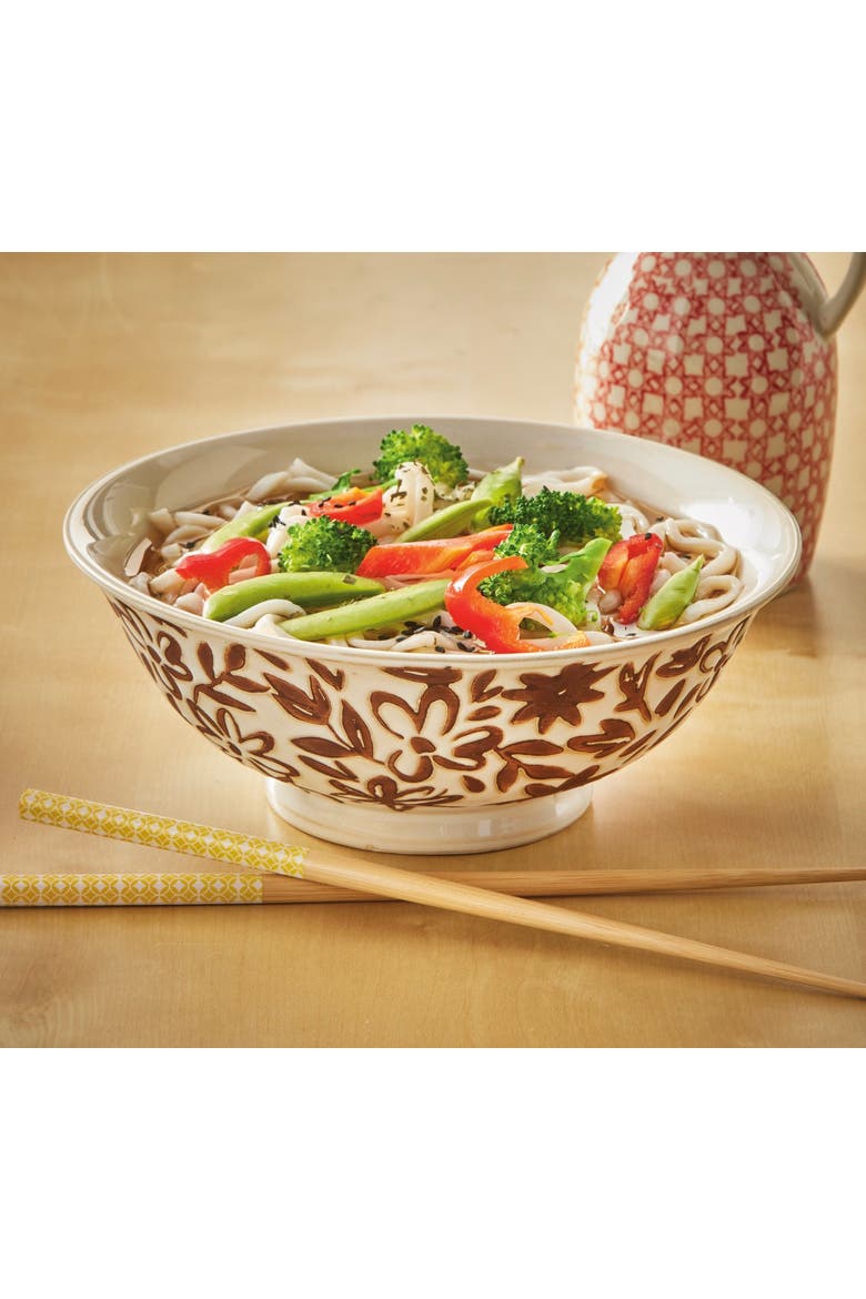 Posy Ramen Bowl Stoneware Multi 28 oz 7.8 x 7.8 x 3 in, Alternate, color, Multicolored