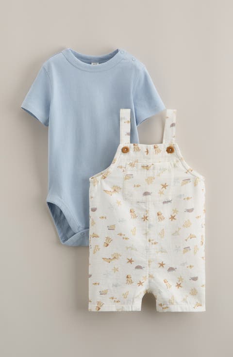 Cotton Bodysuit & Shortalls Set (Baby)