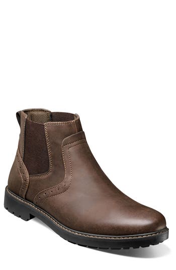 Nunn Bush Delton Plain Toe Chelsea Boot In Brown