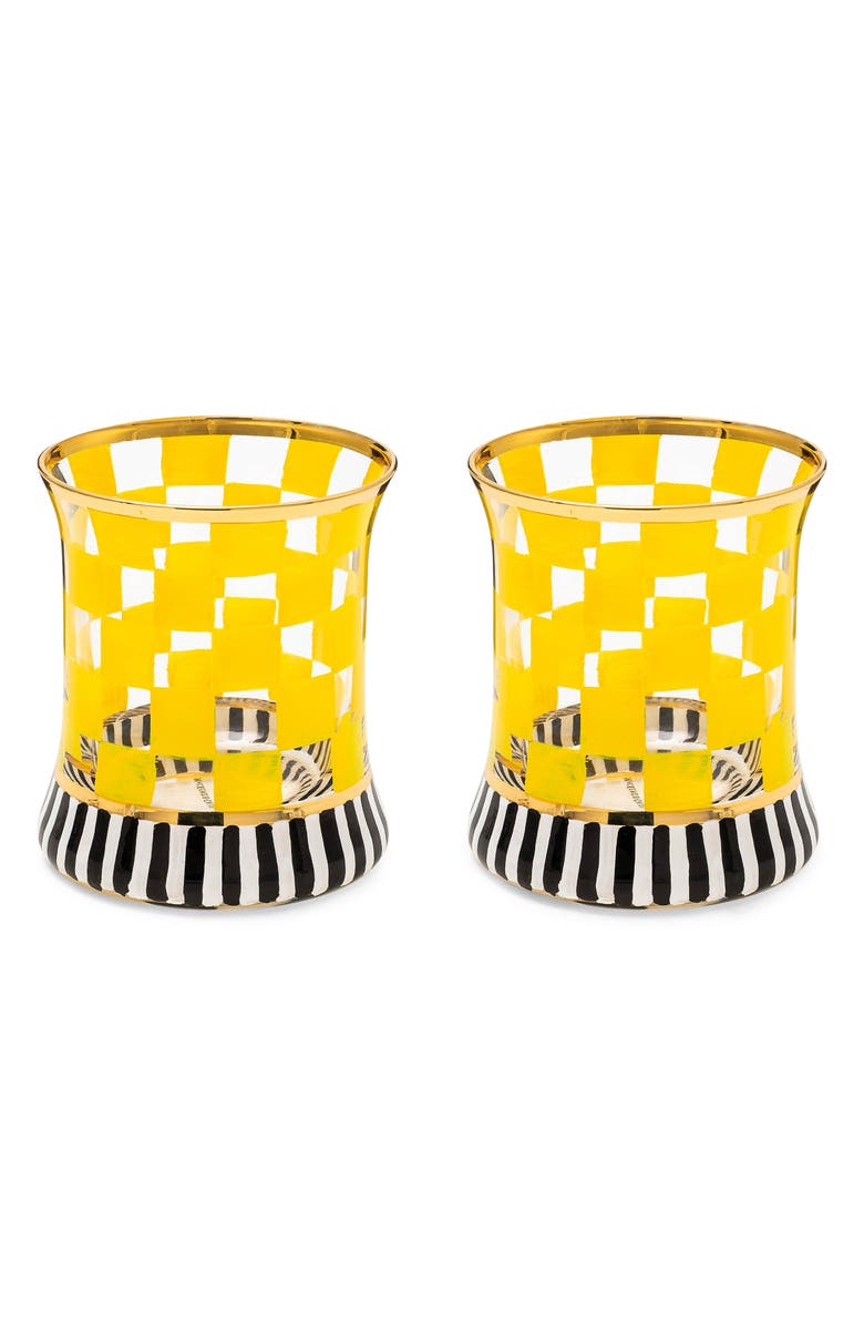 MACKENZIE CHILDS Set of 2 Carnival Yellow Tumblers, Main, color, 