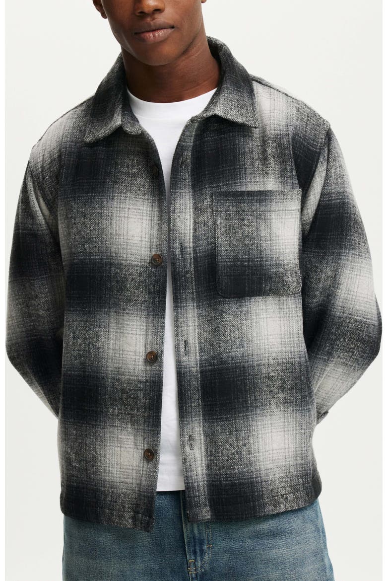 Men's Boxy Overshirt, Main, color, Black Shadow Check