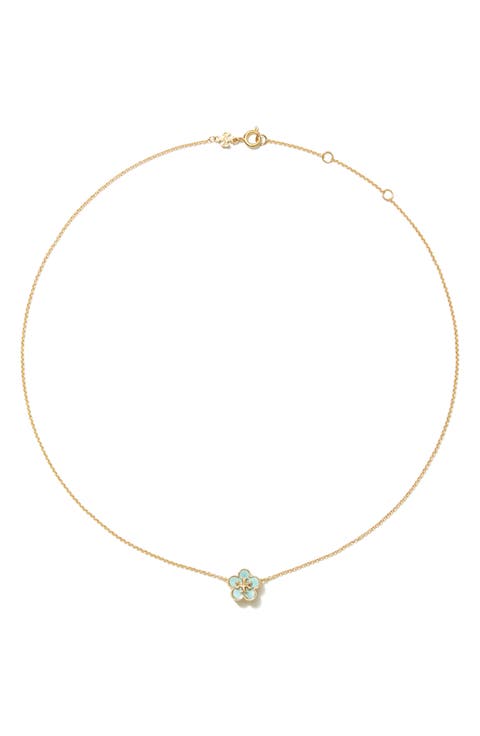 Forget Me Not Mother of Pearl Pendant Necklace