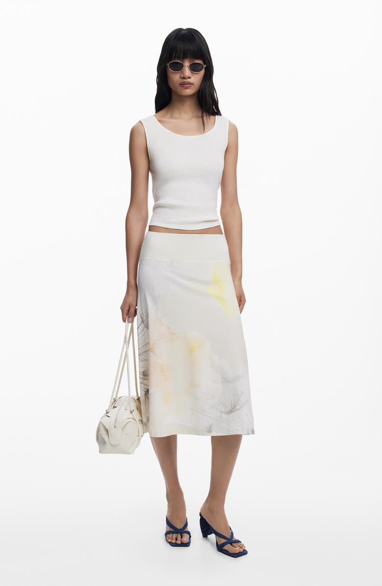 Desigual Stretch Cotton A-Line Skirt, Alternate, color, Light Gray