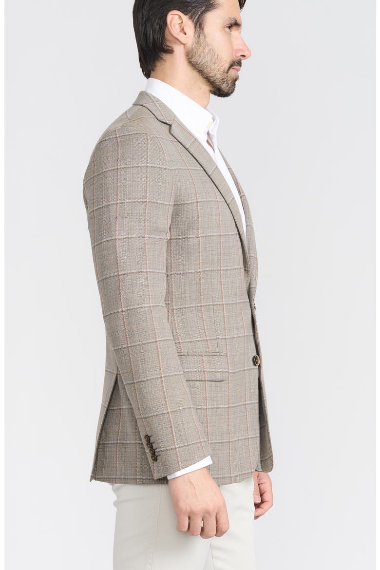 Tan Windowpane Check Wool Blend Blazer, Alternate, color, TAN