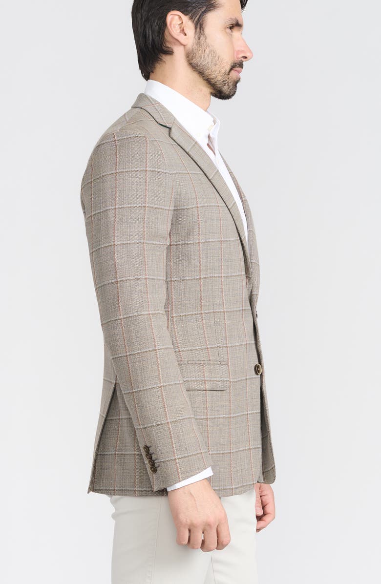 CRICKETEER Tan Windowpane Check Wool Blend Blazer, Alternate, color, Tan
