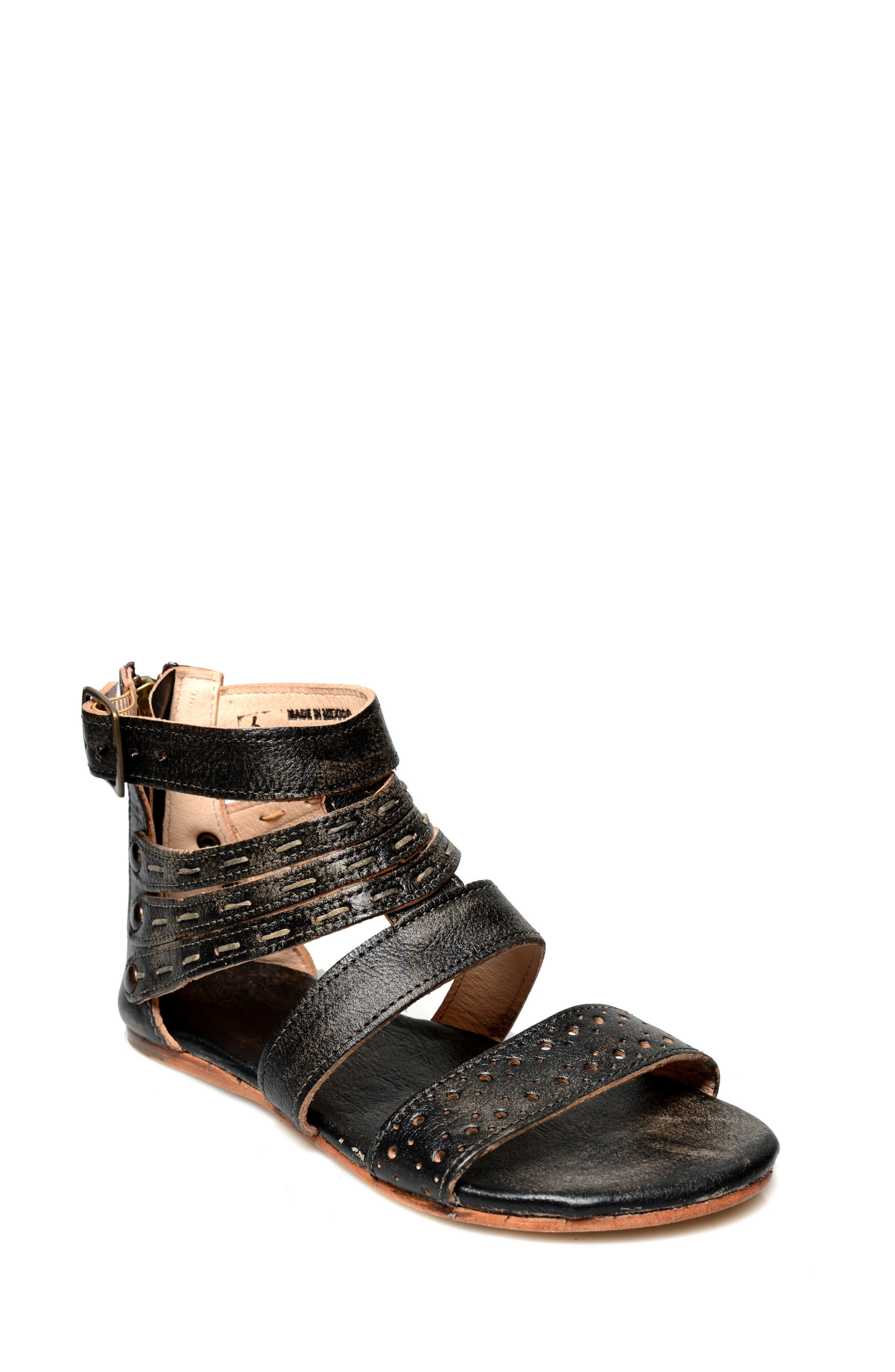 Artemis Cage Sandal, Main, color, BLACK LEATHER