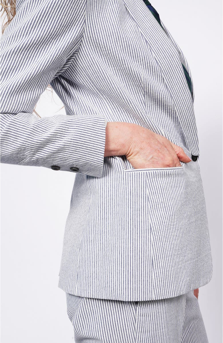 WILDFANG The Empower Seersucker Tux Blazer, Alternate, color, Navy/White