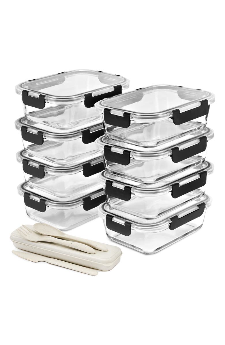SORBUS 8-Pack Glass Food Prep Storage Containers, Alternate, color, Clear
